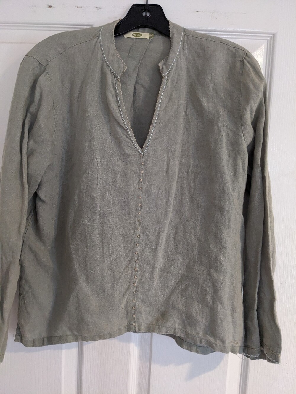 Relaxed Sage Green Button-Front Casual Linen Shirt